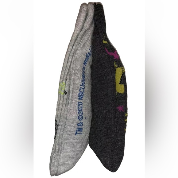 Saved By The Bell Crew Socks 2 Pair Men 6.5-12 Gray w Logo Cell Phone 90s Sitcom - Picture 7 of 10
